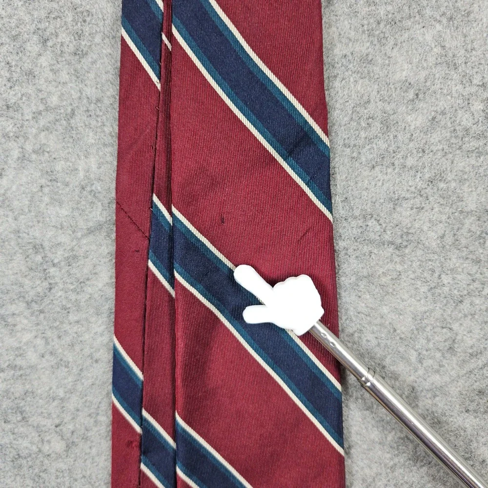 Robert Talbott‎ McCalls Men's Burgundy Blue Stripe Silk Neck Tie Hand Sewn SNAGS